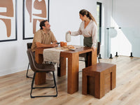 American Walnut | Two people sitting on Transformer Table American Walnut 