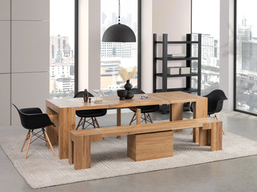 Scandinavian Oak | Transformer Table Scandinavian Oak set with chairs and bench