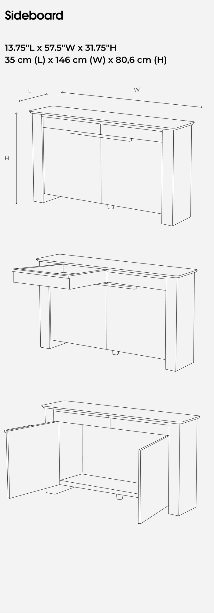 Transformer Table dimensions at 0 through 5 panels, from 18 inches to 118 inches