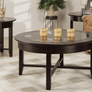 Demi-Lune round x base glass top coffee table