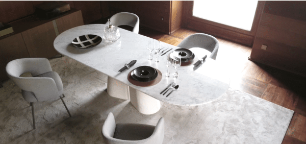 Pillar marble dining table